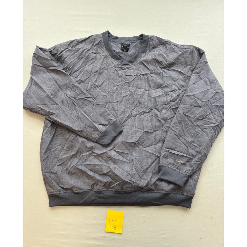 Dockers Golf Mens XL Gray Plaid V-Neck Windbreaker Pullover Jacket Lined Pocket